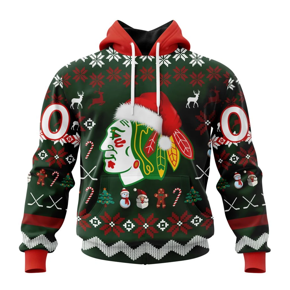 Chicago Blackhawks Specialized Unisex Christmas Is Coming All Over Print Hoodie Style 58409