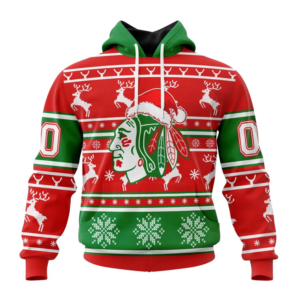 Chicago Blackhawks Specialized Unisex Christmas Is Coming All Over Print Hoodie Style 95612