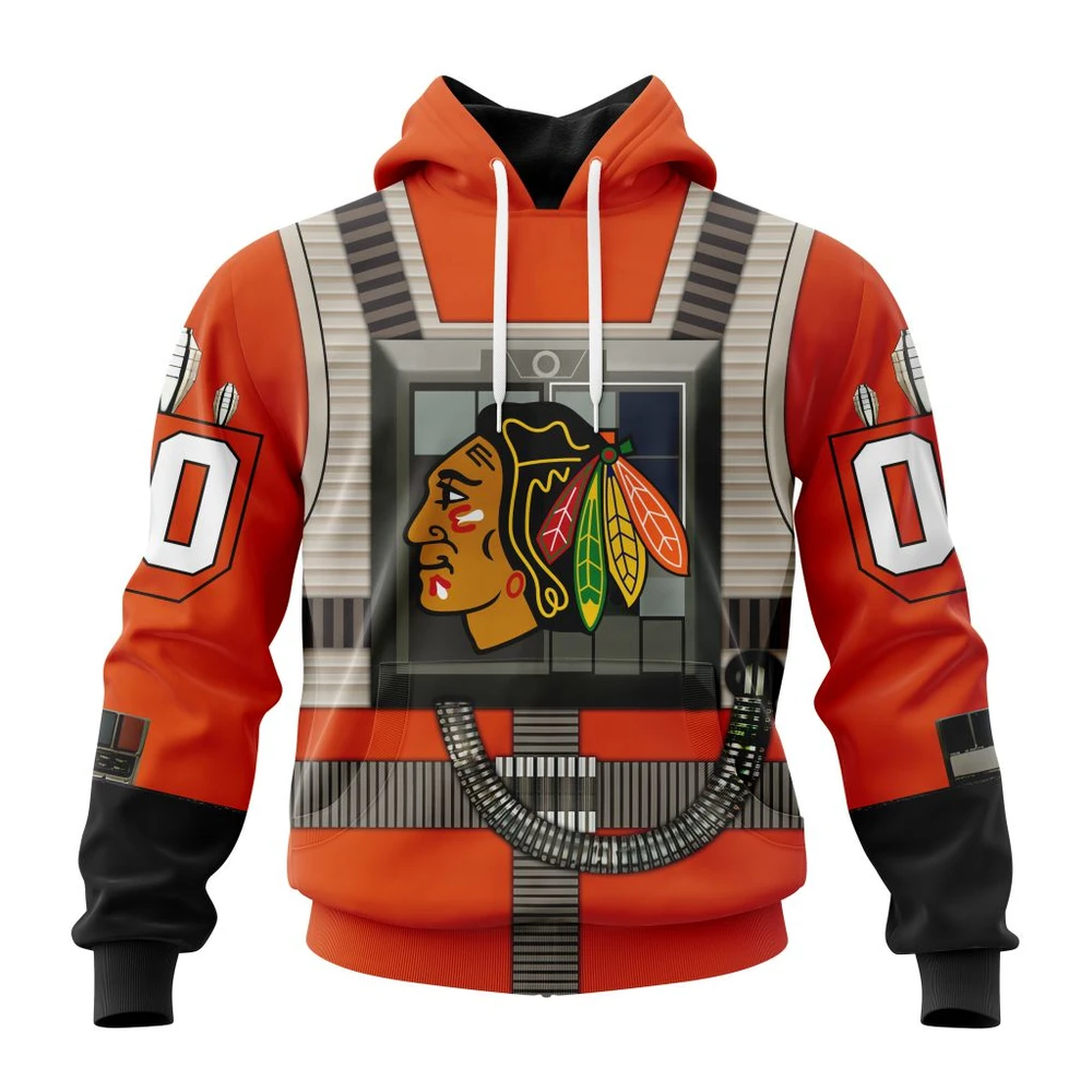 Chicago Blackhawks Star Wars Rebel Pilot Design All Over Print Hoodie Style 18341