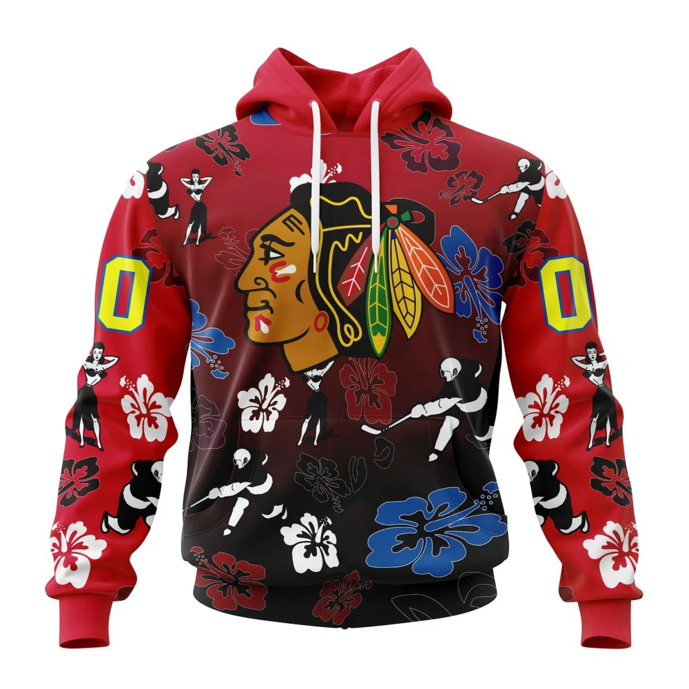 Chicago Blackhawks X Hawaii Specialized Design For Hawaiia All Over Print Hoodie Style 81441