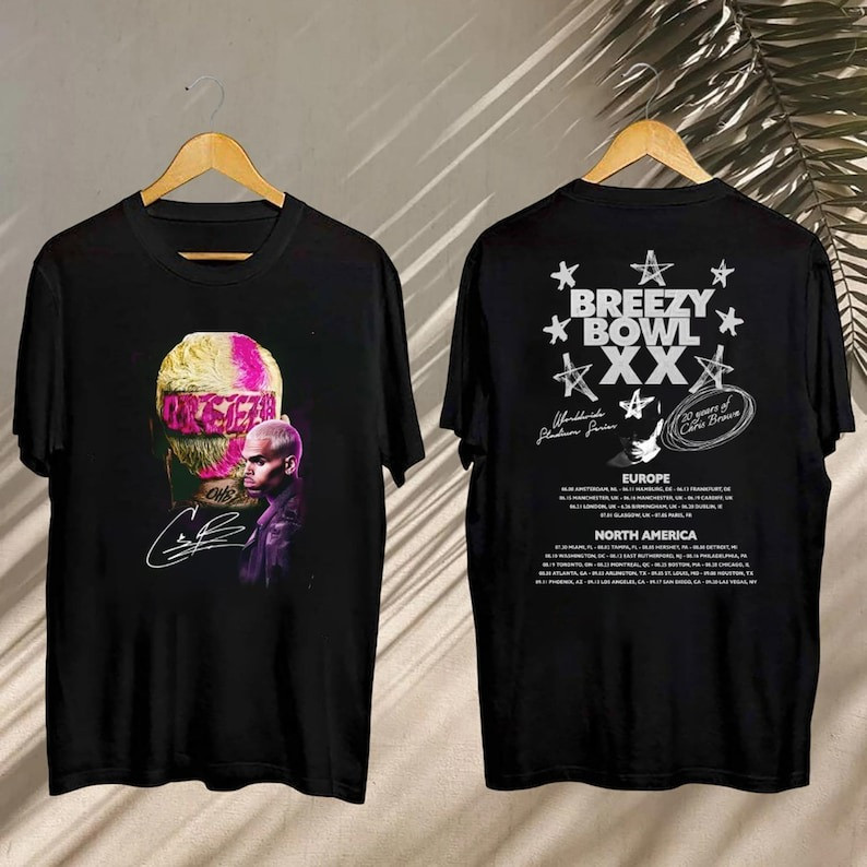 Chris Brown Signatures T-Shirt Chris Brown Tour 2025 Breezy Bowl XX Shirt For Fans Oregontrailrvpk Shirt