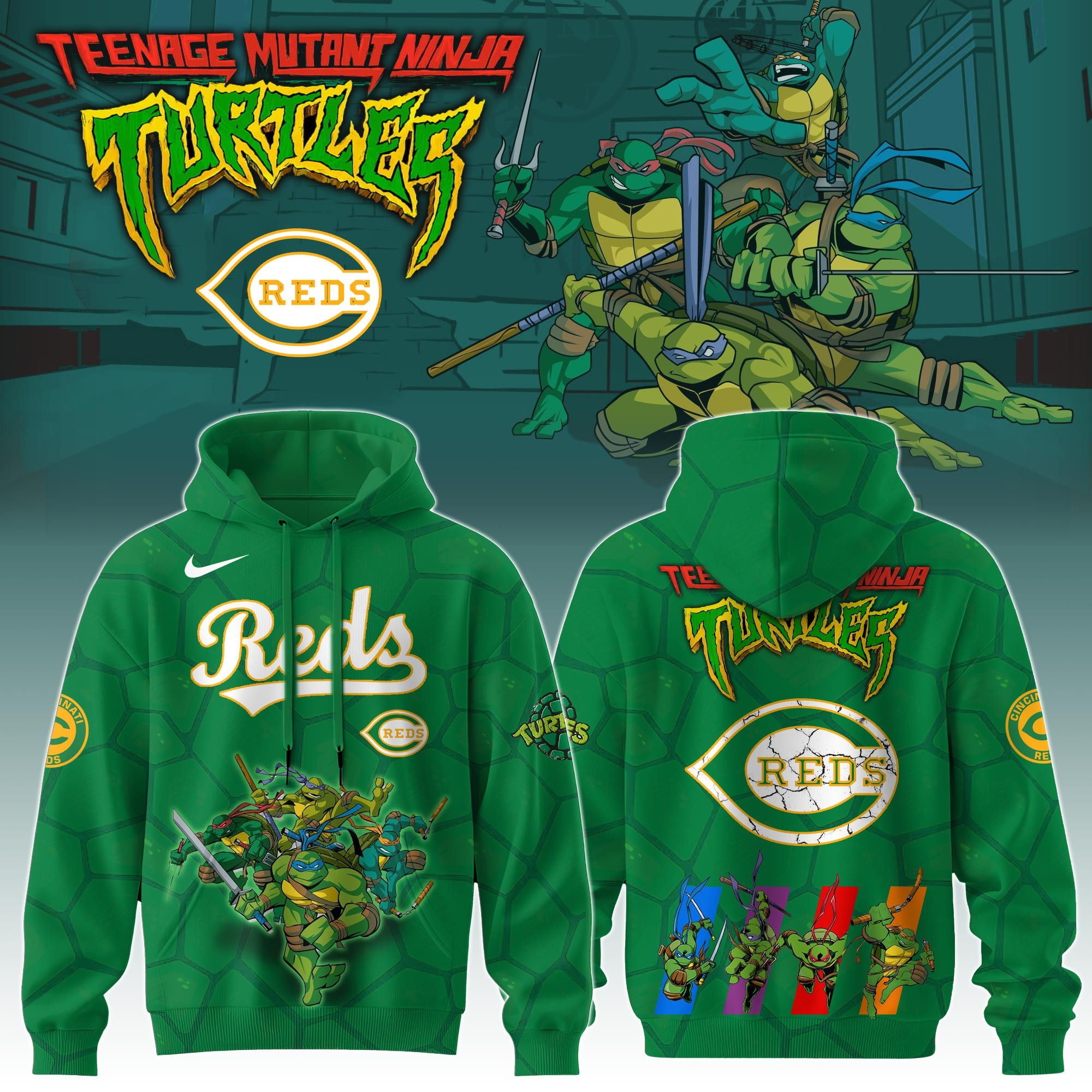 Cincinnati Reds MLB X Ninja Turtles Hoodie Baseball Ninja Turtles LoversFor Him