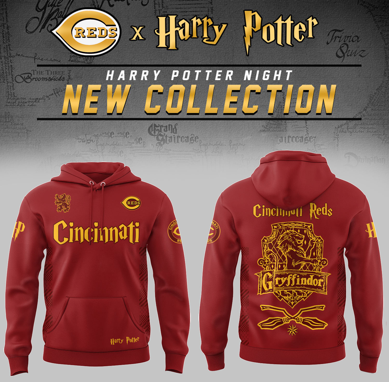 Cincinnati Reds x Harry Potter Night Gryffindor House Hoodie Baseball Coach Gift Ideas