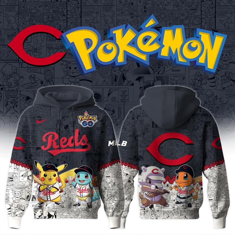 Cincinnati Reds X Pok mon Go Hoodie MLB Merch Cute Mother's day