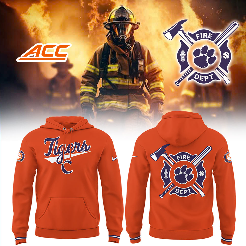 Clemson Baseball x Firefighter Appreciation Night Hoodie Baseball Mom Gifts