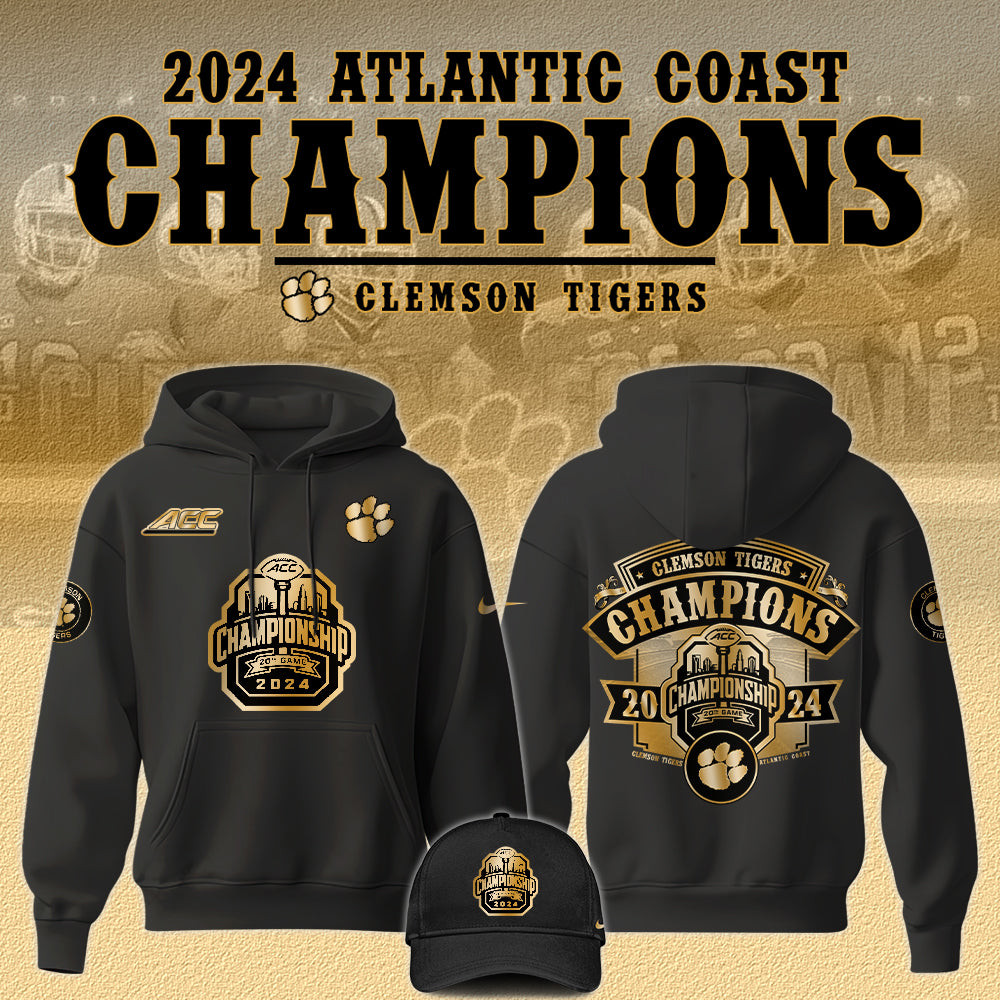 Clemson Tigers Atlantic Coast Champions NCAA Hoodie Unique No Cap