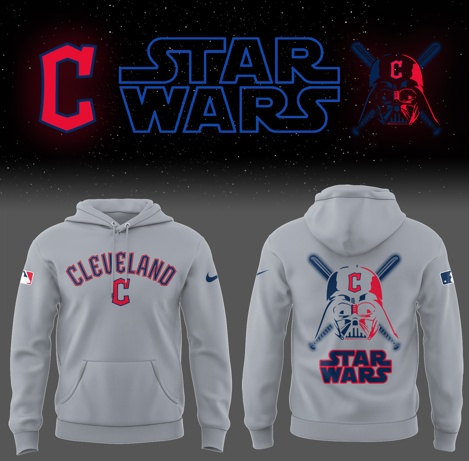 Cleveland Baseball Cleveland x Star Wars 2025 Grey Hoodie Gift For Baseball Lover