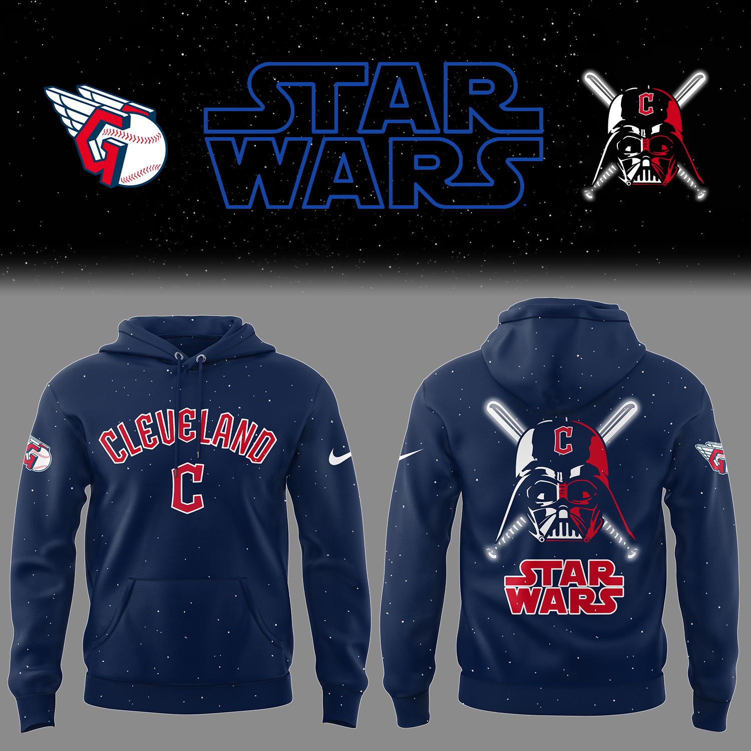Cleveland Baseball Cleveland x Star Wars 2025 Navy Hoodie