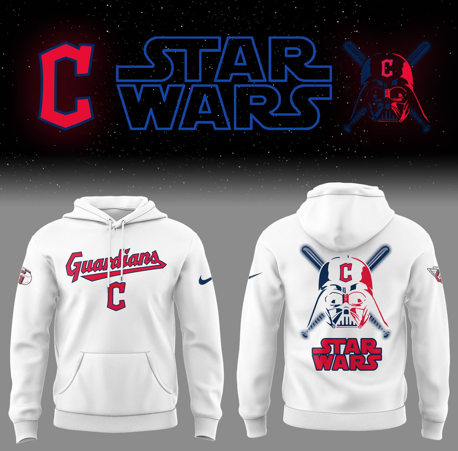 Cleveland Baseball Cleveland x Star Wars 2025 White Hoodie