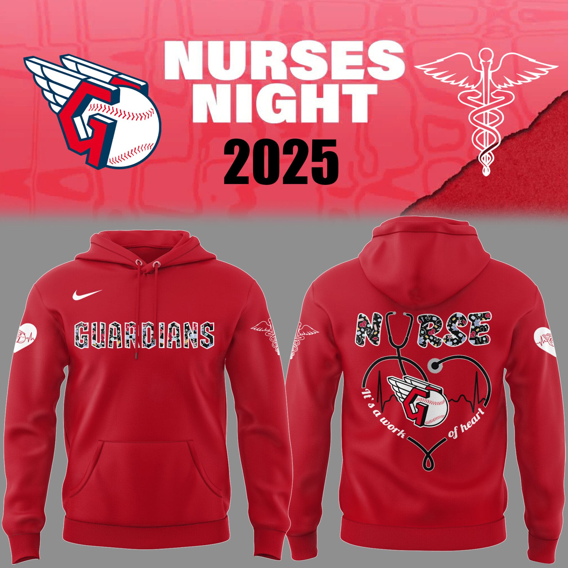 Cleveland Baseball Nurses Night Red Hoodie Gift For Baseball Lover