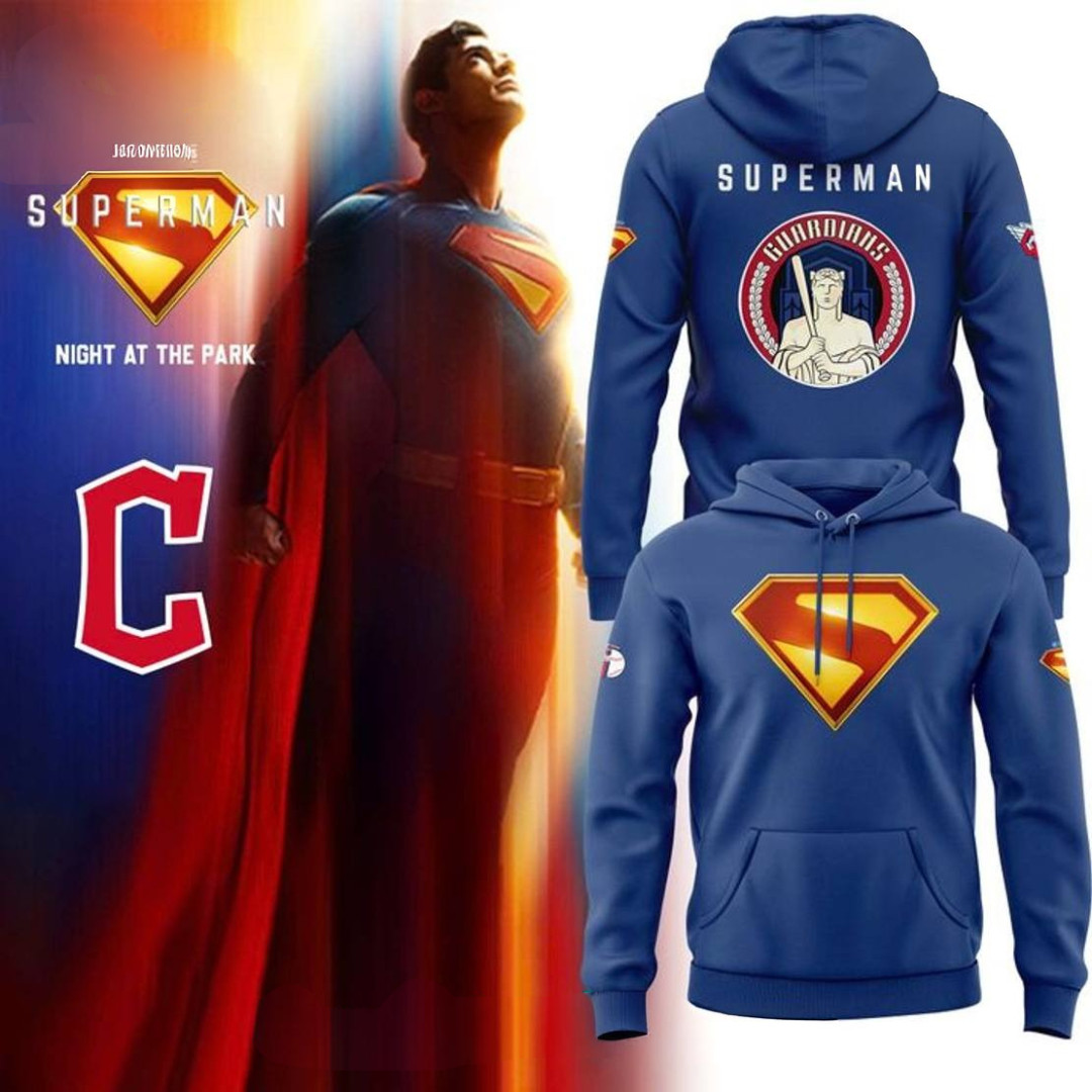 Cleveland Guardians x Superman Night At The Park Special Blue Hoodie Baseball Player Gift Ideas