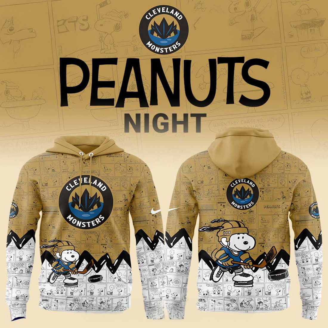 Cleveland Monsters 75th Anniversary Peanuts Hoodie Ice Hockey