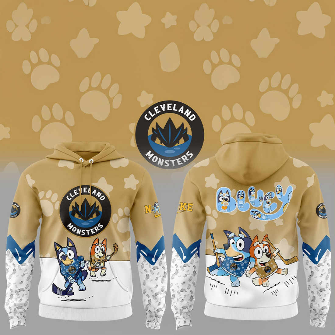 Cleveland Monsters Bluey and Bingo Hoodie Great Gifts For Hockey Fans