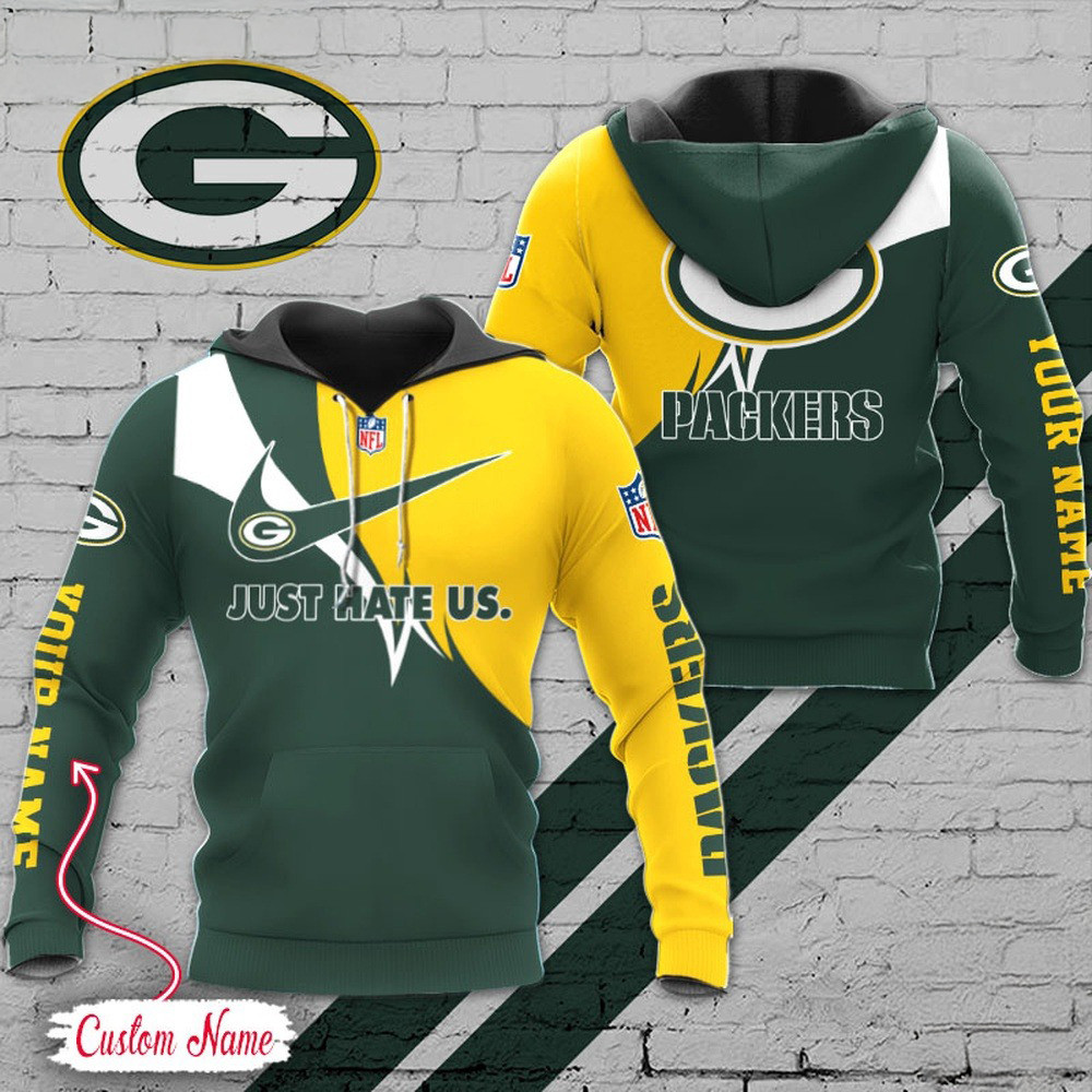 Custom NFL Green Bay Packers Hoodie Just Hate US Sport Hoodie Best Gift For Football Lovers