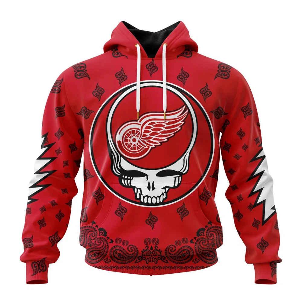 Detroit Red Wings Special Grateful Dead Design All Over Print Hoodie Style 20424