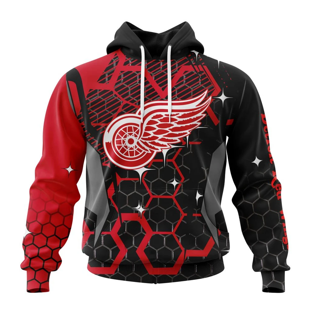 Detroit Red Wings Specialized Design With Motocross All Over Print Hoodie Style 24216