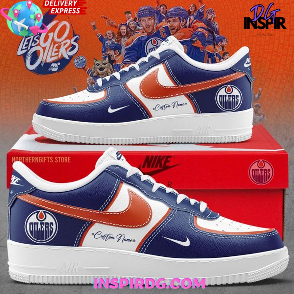 Edmonton Oilers Collab Custom Name Air Force 1 Shoes