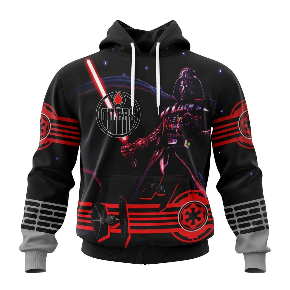 Edmonton Oilers Specialized Starwar Darth Vader Version Jersey All Over Print Hoodie Style 99119