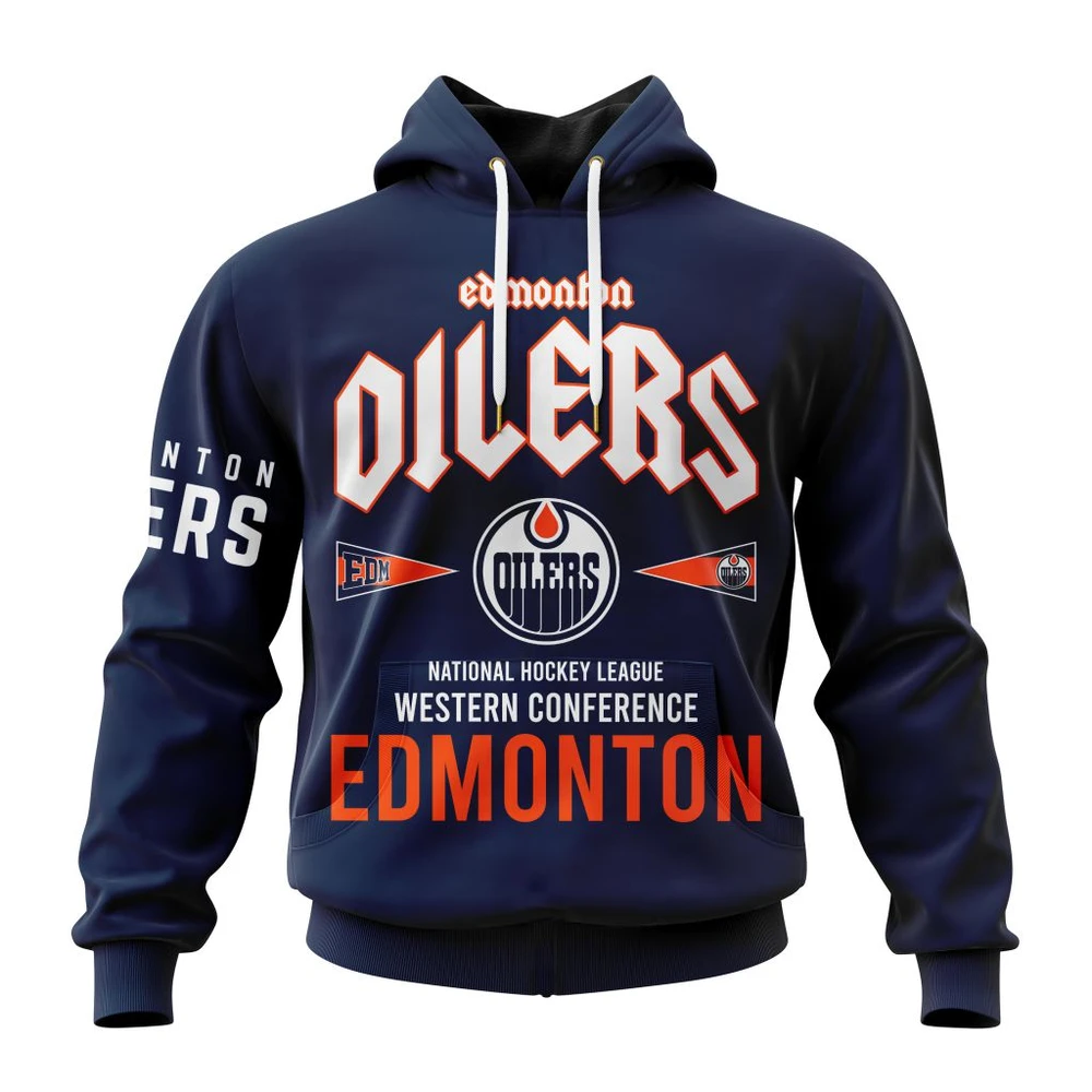 Edmonton Oilers Western Conference City Tour All Over Print Hoodie Style 34809
