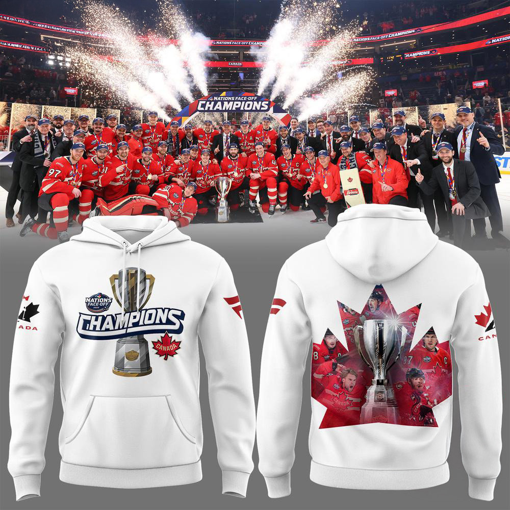 Face-Off Champions 2025 Canada Team Hockey Limited Winner White Hoodie Hockey