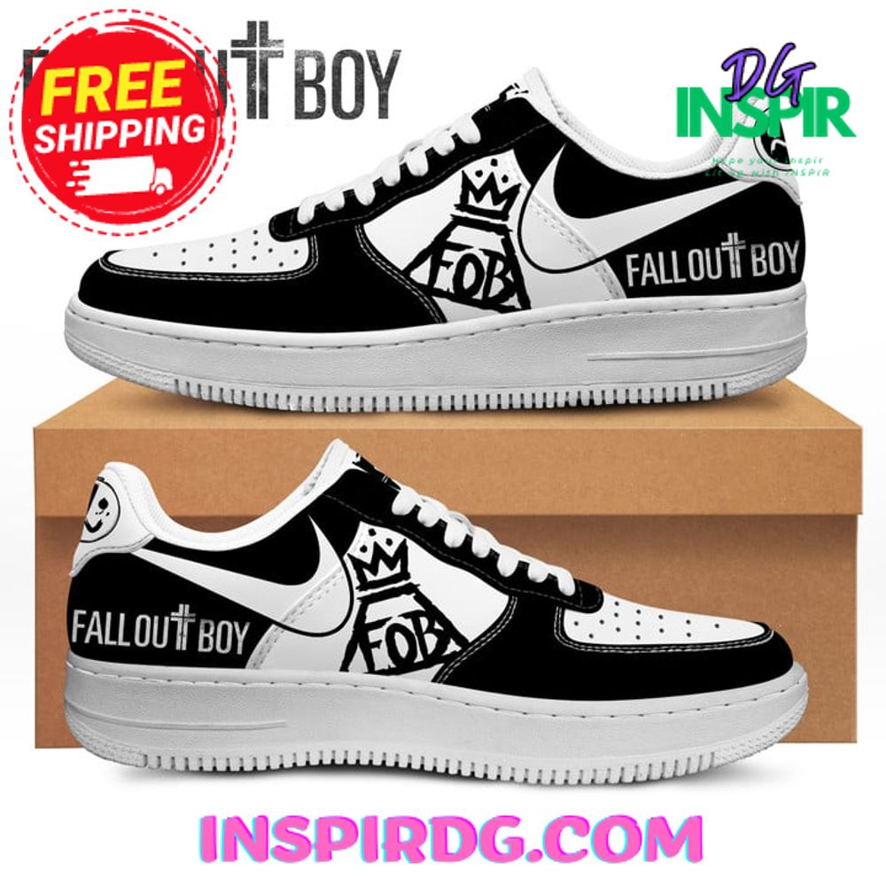 Fall Out Boy Smile Black White Air Force 1