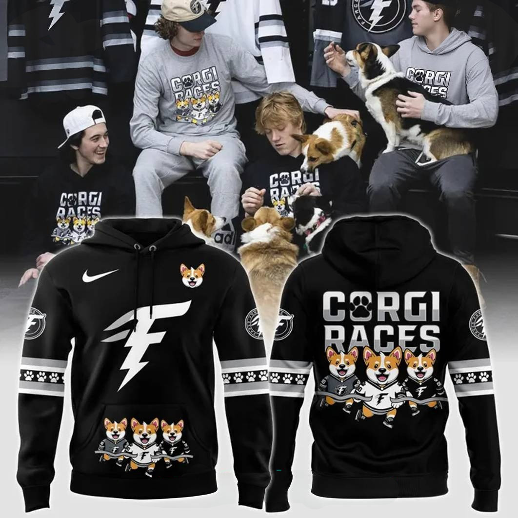 Fargo Force Corgi Races 2025 Special Black Hoodie Best Gifts For Hockey Lovers