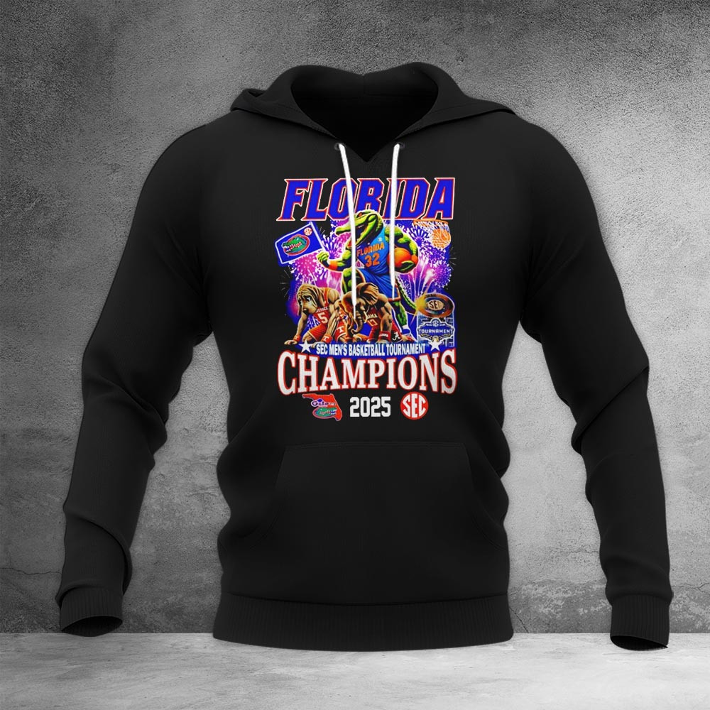 Florida Gators SEC Men's Basketball Tournament Champions 2025 Hoodie Basketball Enthusiast Gifts