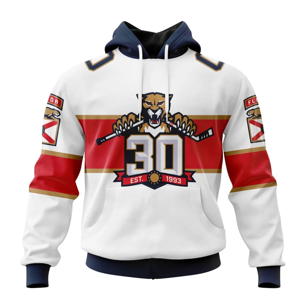 Florida Panthers Away With 30Th Anniversary Logo All Over Print Hoodie Style 71326