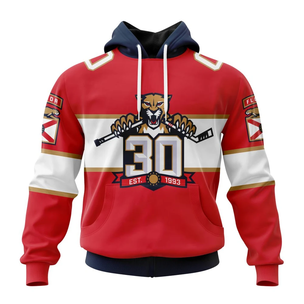 Florida Panthers Home With 30Th Anniversary Logo All Over Print Hoodie Style 27850