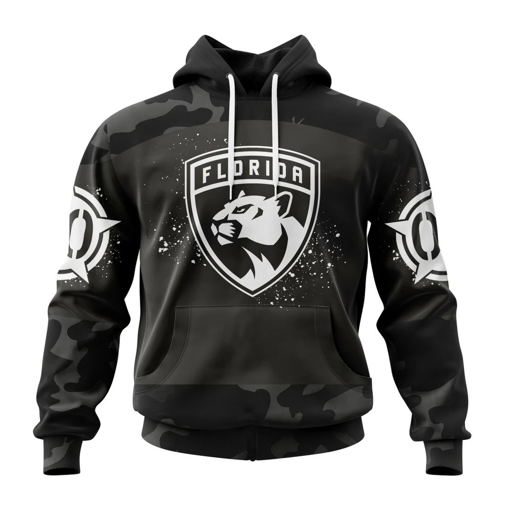 Florida Panthers Special Black Camo Design For Veterans Day All Over Print Hoodie Style 82351