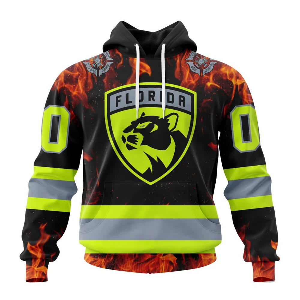Florida Panthers Special Design Honoring Firefighters All Over Print Hoodie Style 15066