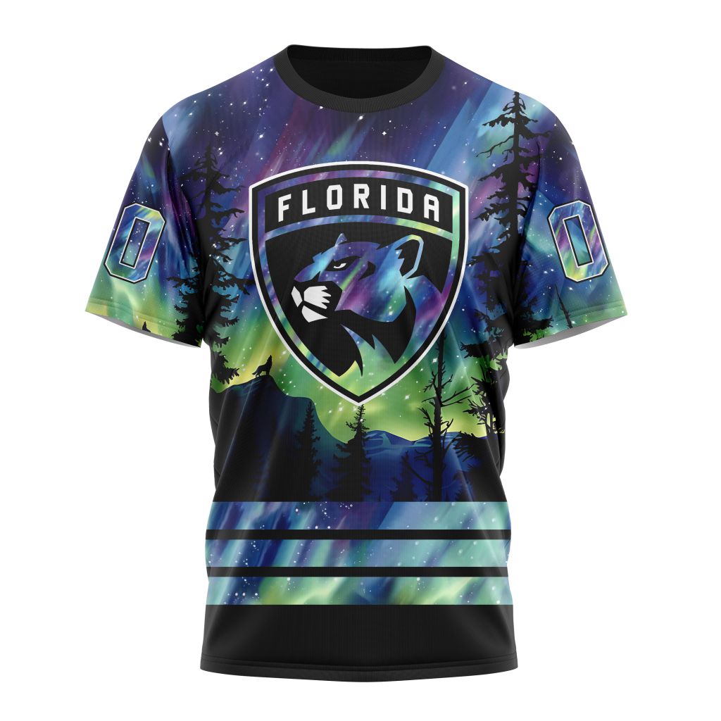 Florida Panthers Special Design With Northern Lights 01 Personalized Name And Number T-Shirt Oregontrailrvpk Shirt
