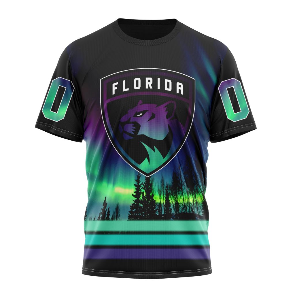 Florida Panthers Special Design With Northern Lights Personalized Name And Number T-Shirt Oregontrailrvpk Shirt
