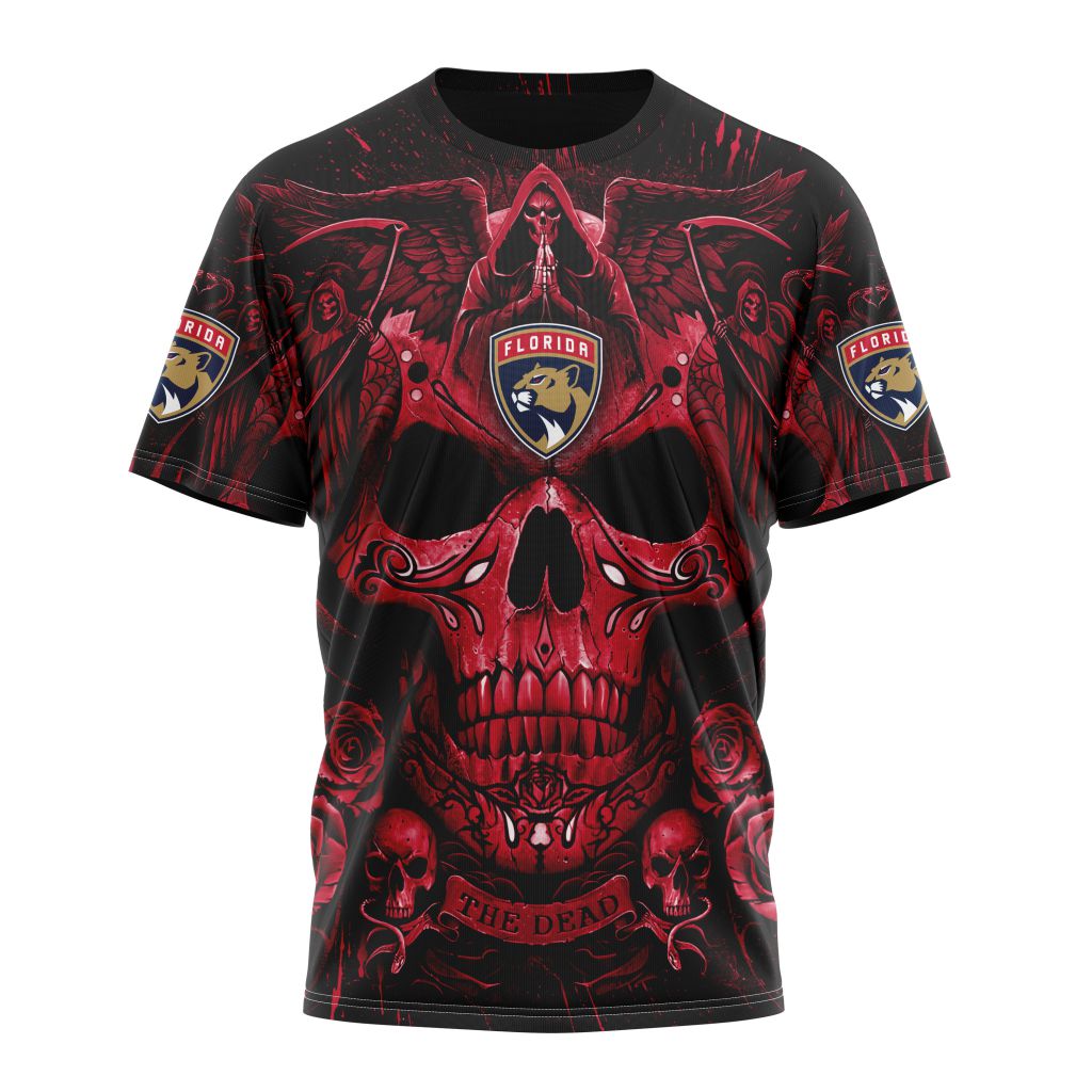 Florida Panthers Special Design With Skull Art Personalized Name And Number T-Shirt Oregontrailrvpk Shirt