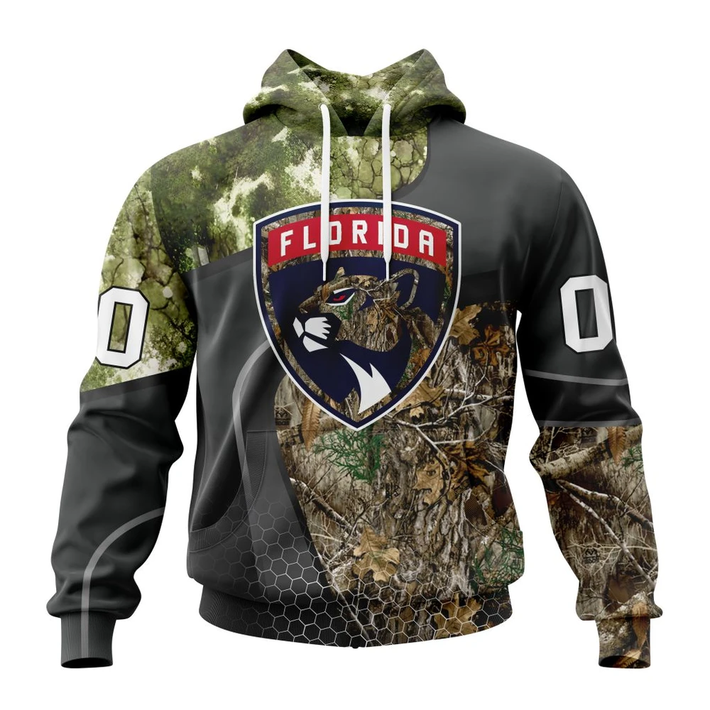 Florida Panthers Special Hunting Camo Design All Over Print Hoodie Style 97036