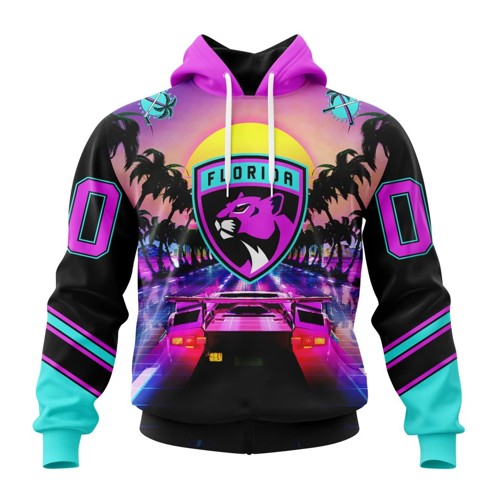 Florida Panthers Special Miami Vice Design All Over Print Hoodie Style 88249