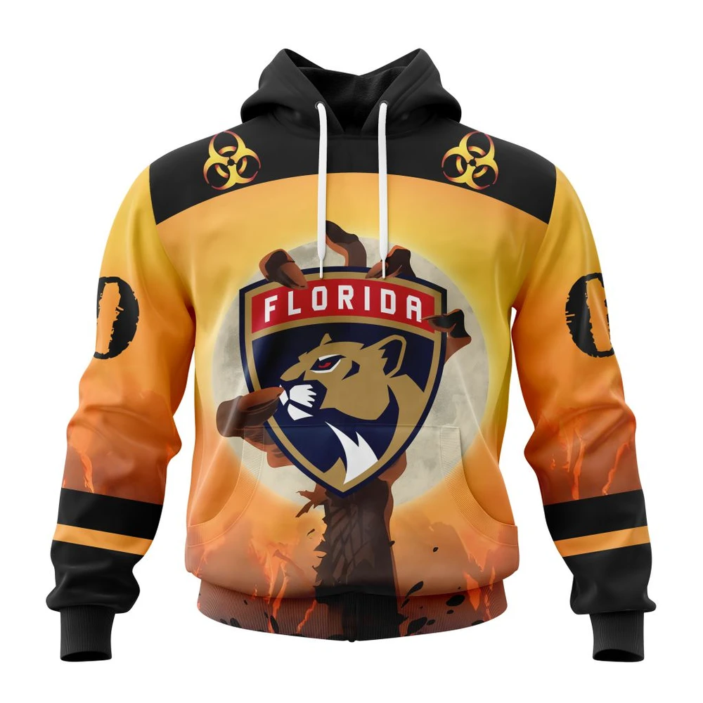 Florida Panthers Special Zombie Design For Halloween All Over Print Hoodie Style 92039