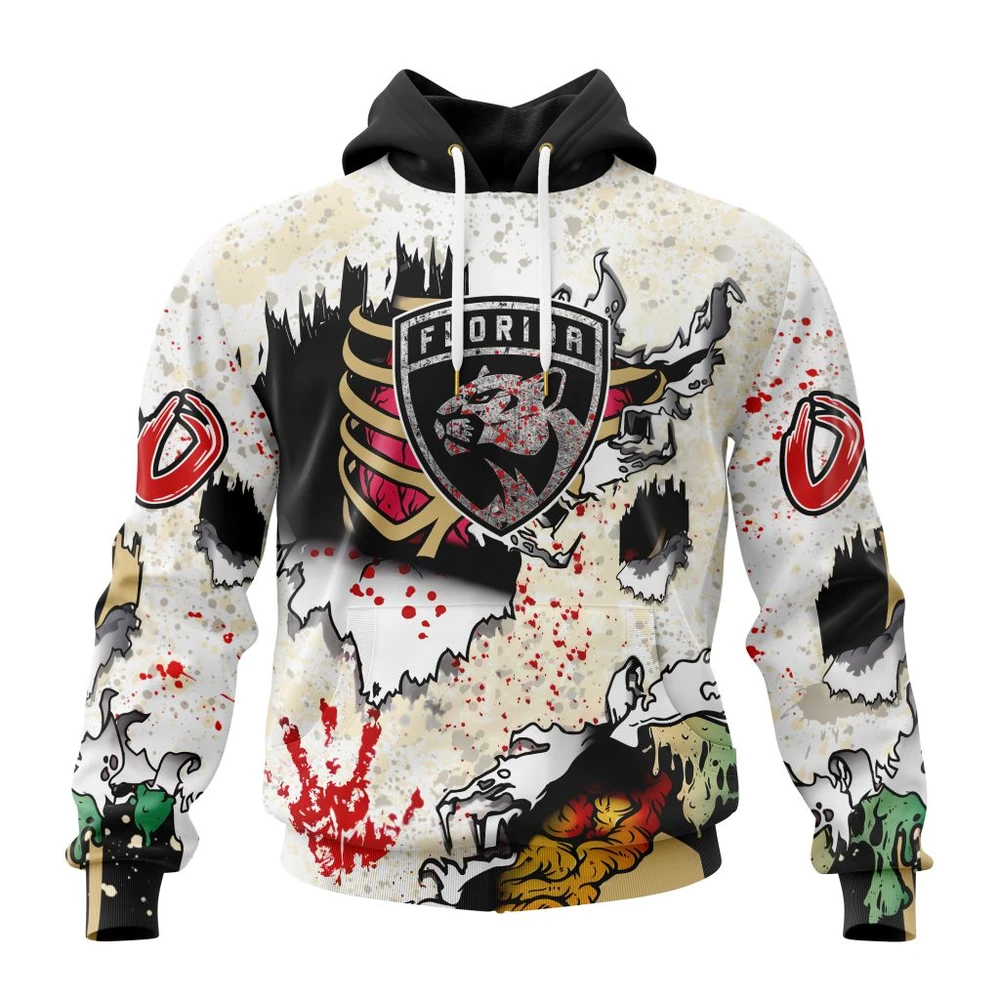 Florida Panthers Special Zombie For Halloween All Over Print Hoodie Style 45939