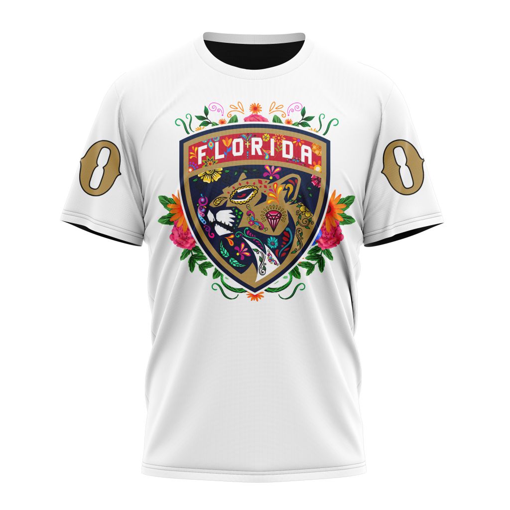 Florida Panthers Specialized Unisex Kits Dia De Muertos Personalized Name And Number T-Shirt Oregontrailrvpk Shirt