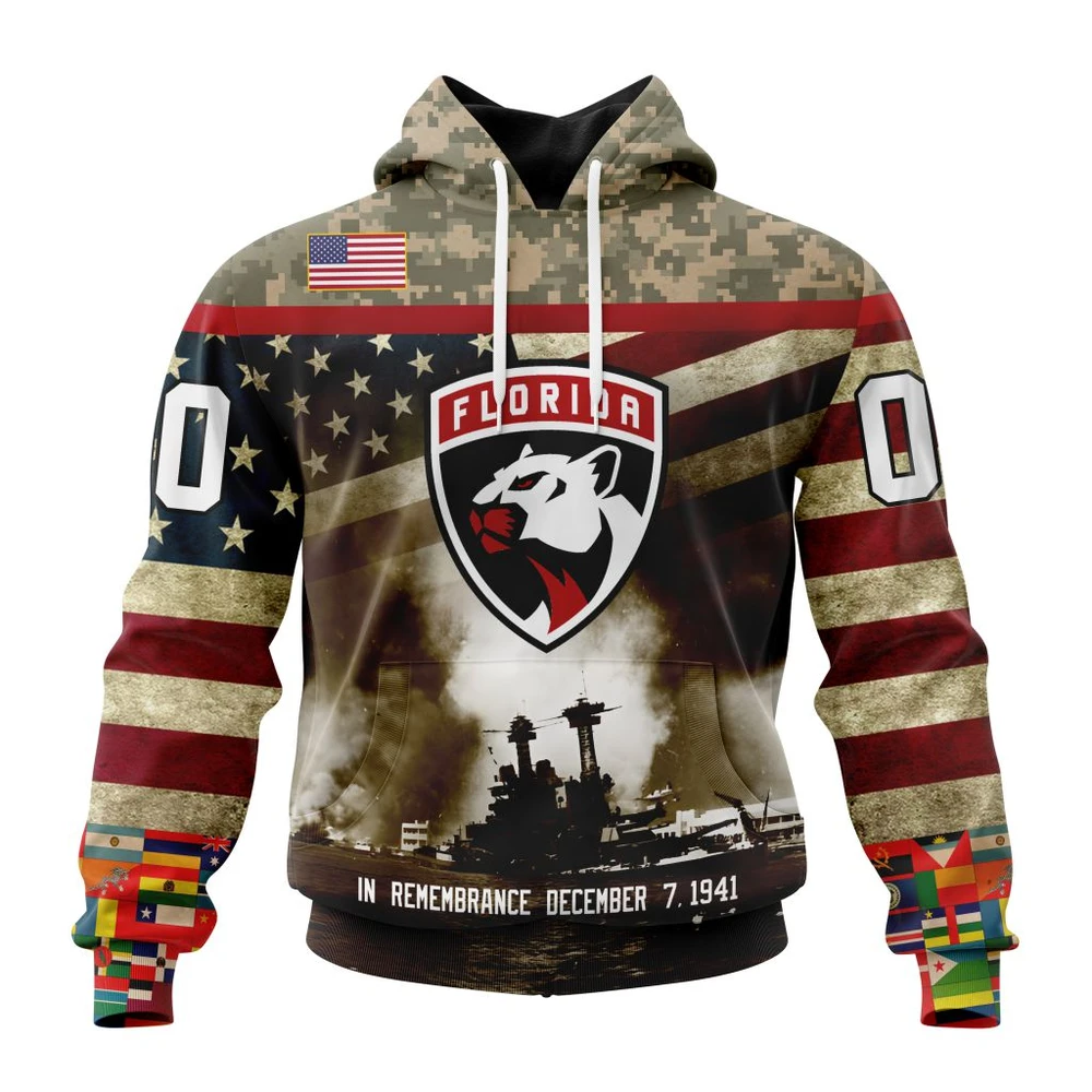 Florida Panthers Specialized Unisex Kits Remember Pearl Harbor All Over Print Hoodie Style 46678