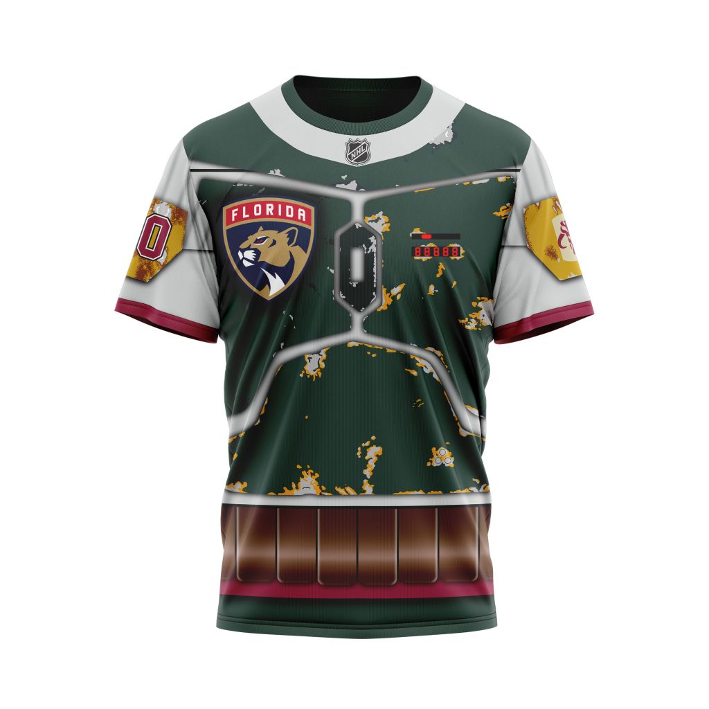 Florida Panthers X Boba Fett's Armor Specialized Design For Star Wars Fourth Of July Personalized Name And Number T-Shirt Oregontrailrvpk Shirt
