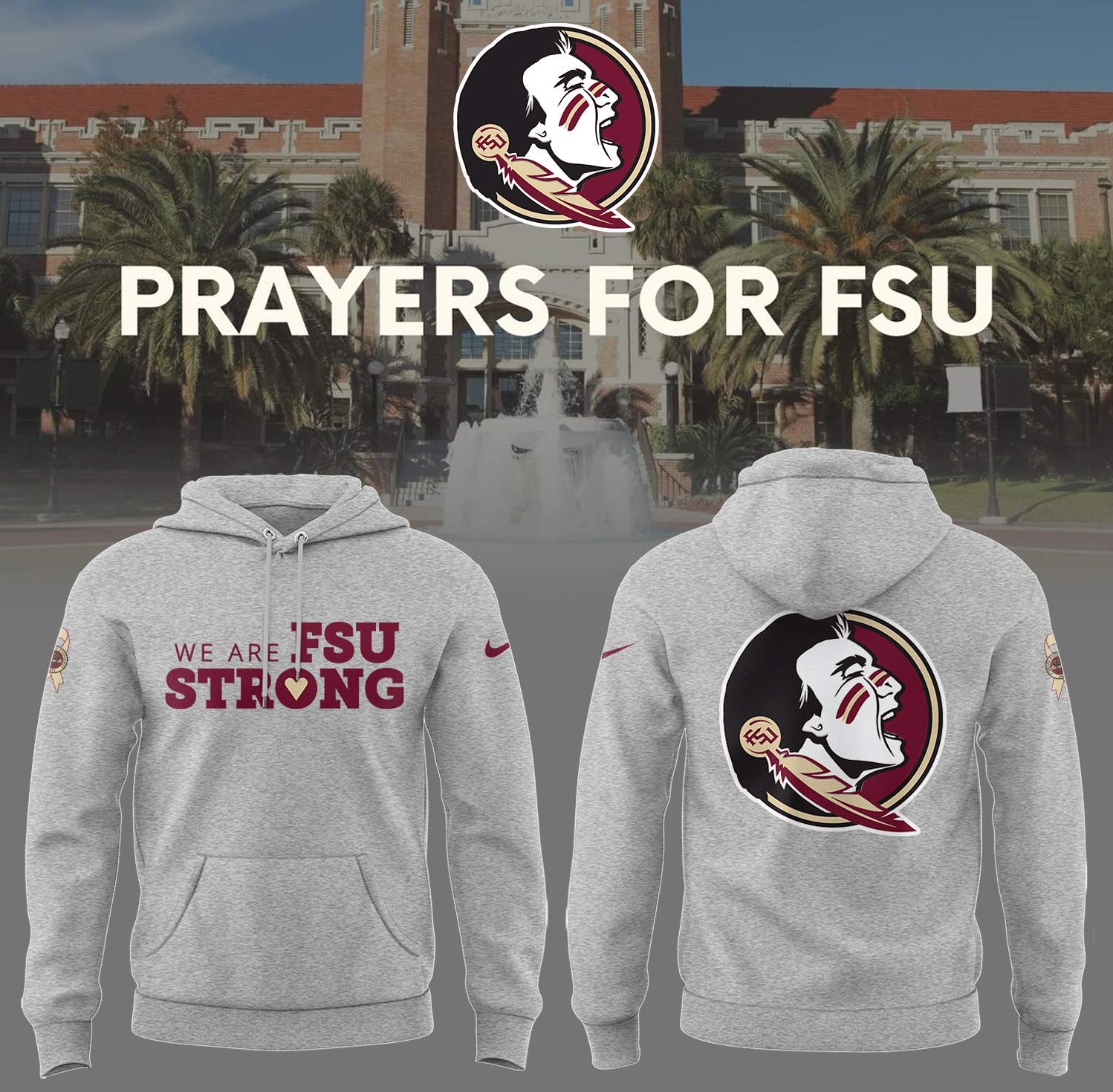FSU Strong Grey Hoodie Present For Fans