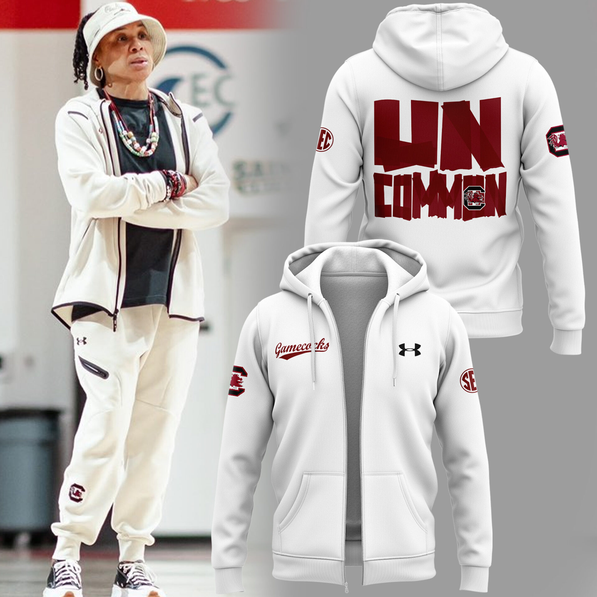 Gamecocks Women's Basketball Zip Hoodie Best Gifts For Basketball Players