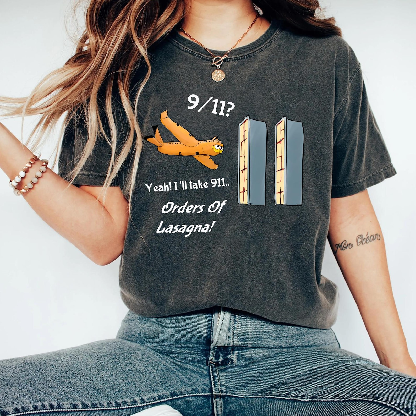 Garfield 9'11 Shirt eptember 11Th Yeah I'll Take 911 Orders Of Lasagna T-Shirt Oregontrailrvpk Shirt