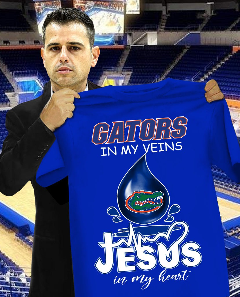 Gators In My Vein Jesus In My Heart Shirt Gifts For Florida Gators Fans Father's Day Oregontrailrvpk Shirt