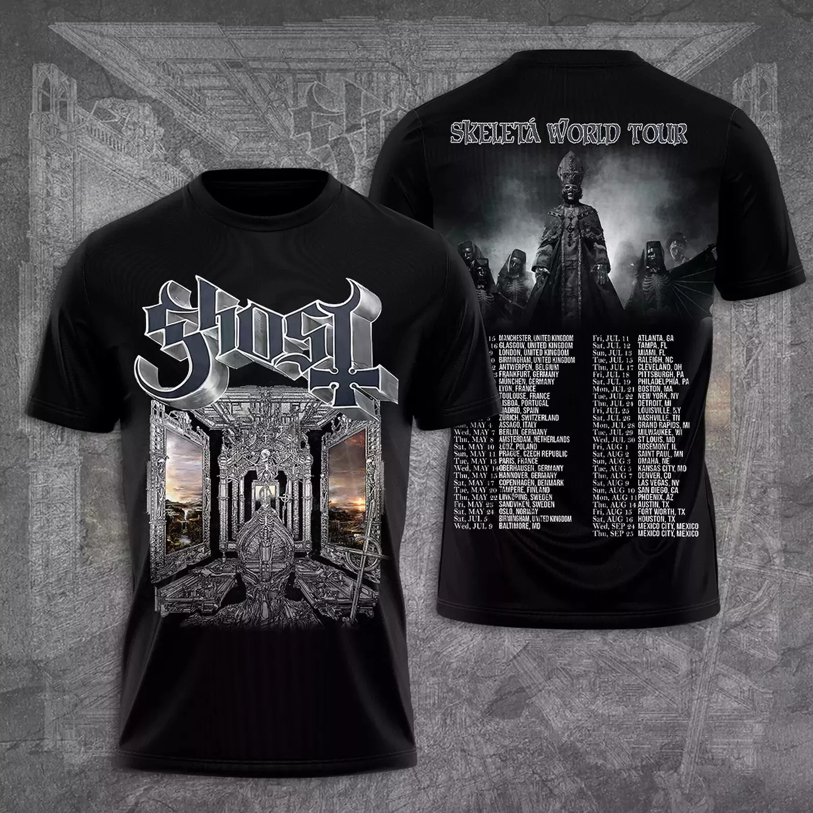 Ghost Rock Band Skeleta World Tour 2025 The Schedule T-Shirt Oregontrailrvpk Shirt