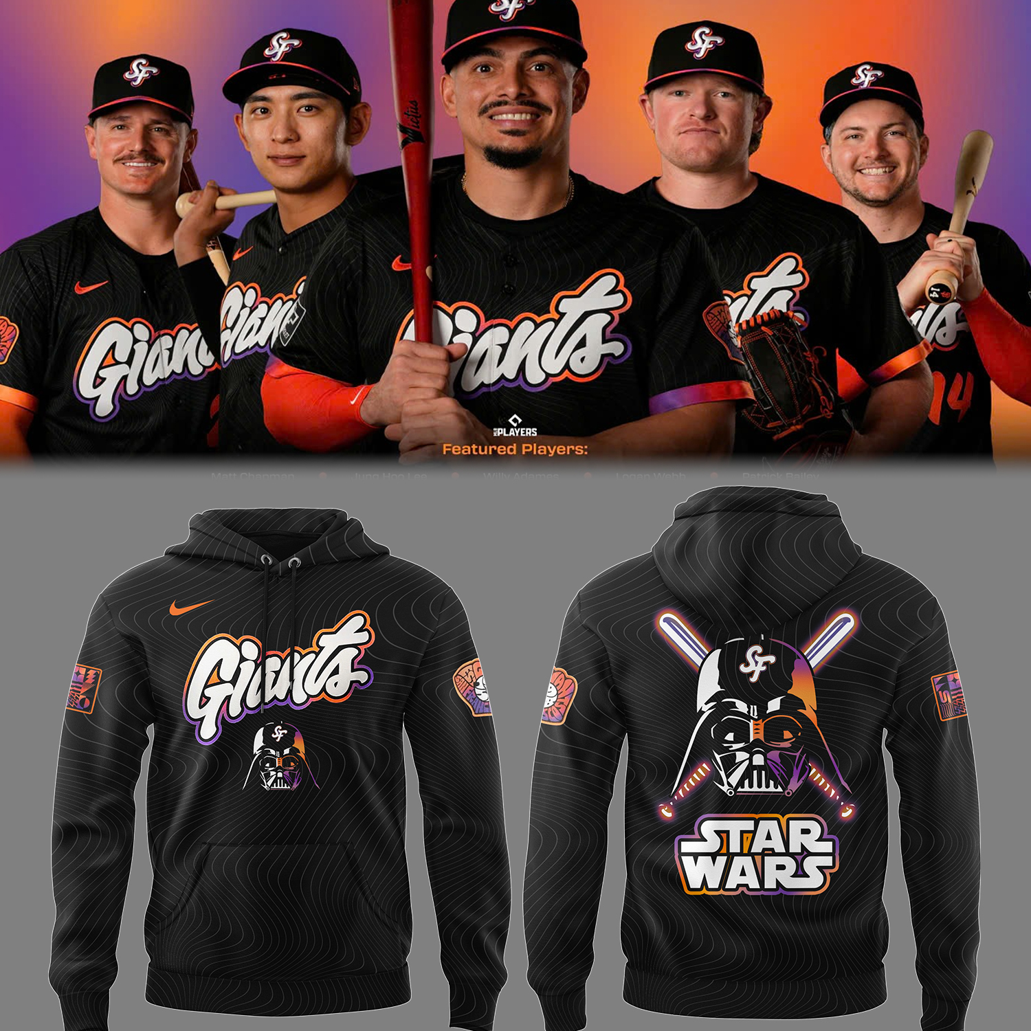 Giants Baseball 2025 Limited Giants X Stars Wars City Connect 2.0 The Remix Hoodie Baseball Coach Gift Ideas