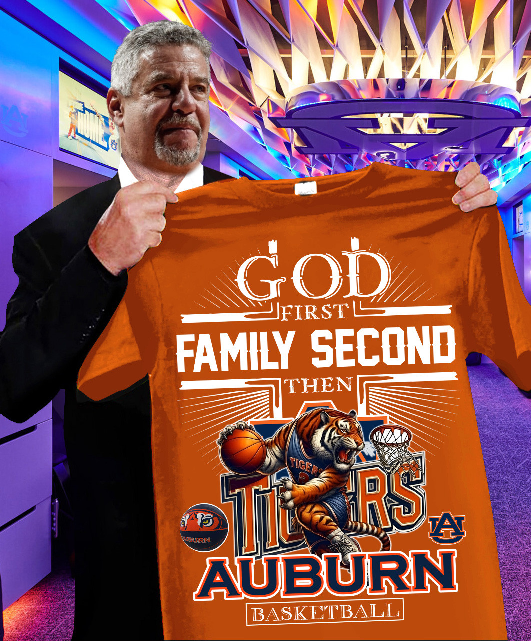 God First Family Second The Auburn Tigers T-Shirt Gift For Basketball Lovers Oregontrailrvpk Shirt