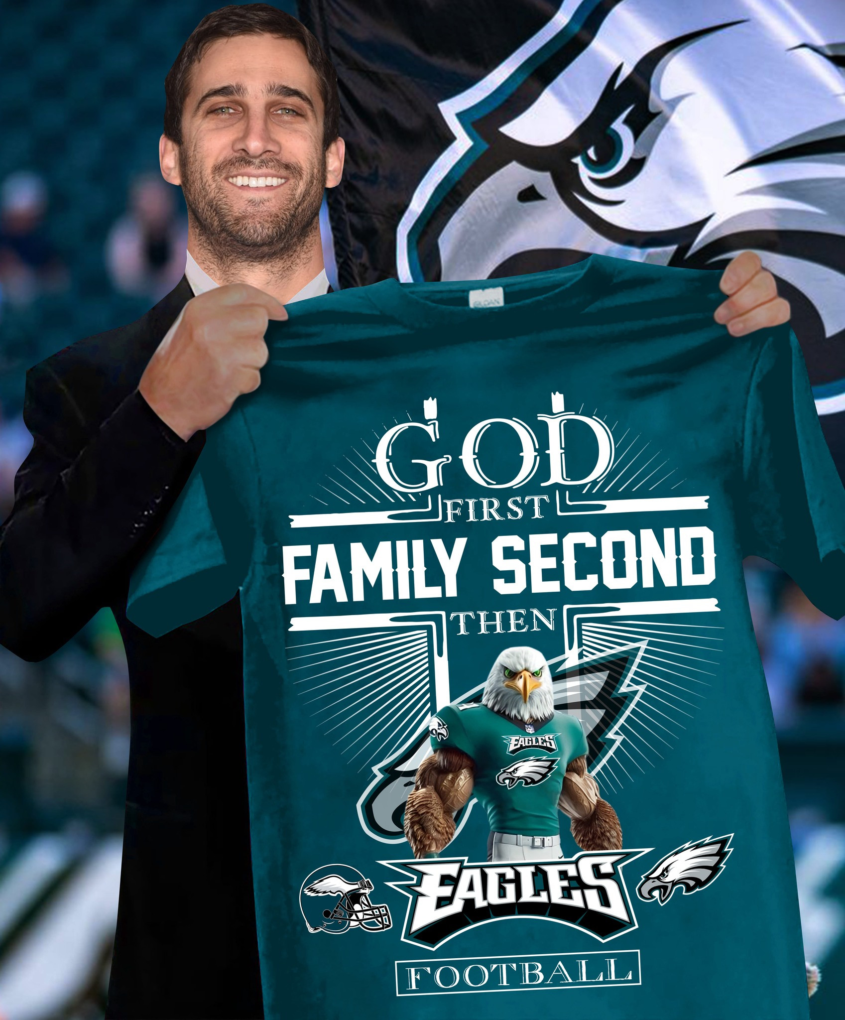 God First Family Second The Eagles Football T-Shirt For Philadelphia Eagles Fans Oregontrailrvpk Shirt