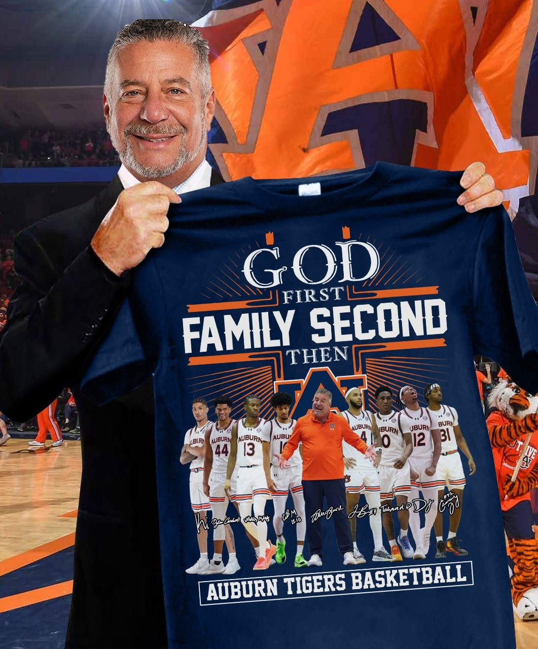 God First Family Second Then Auburn Tigers T-Shirt For Basketball Fans For Him Oregontrailrvpk Shirt